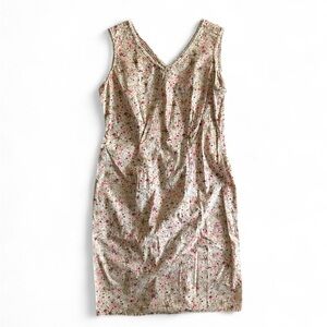 Vintage Nordstrom Pink and Floral Mini Dress Sleeveless with Frills